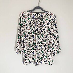 Talbot's small floral print elbow sleeve flowy lightweight pullover blouse shirt